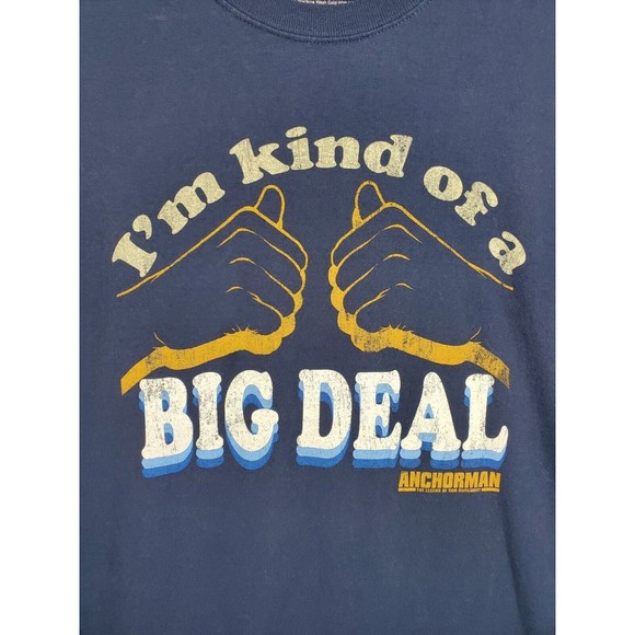 Anchorman I'm Kind Of A Big Deal Funny Blue Shirt Mens Sz XL Tall Navy Blue - Picture 3 of 6